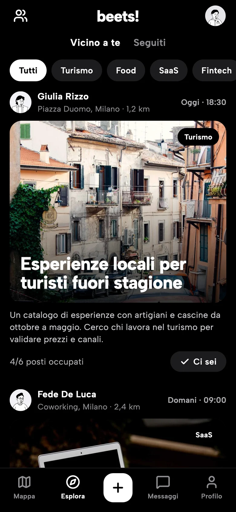 Nearby meetups, with photo, description and free seats